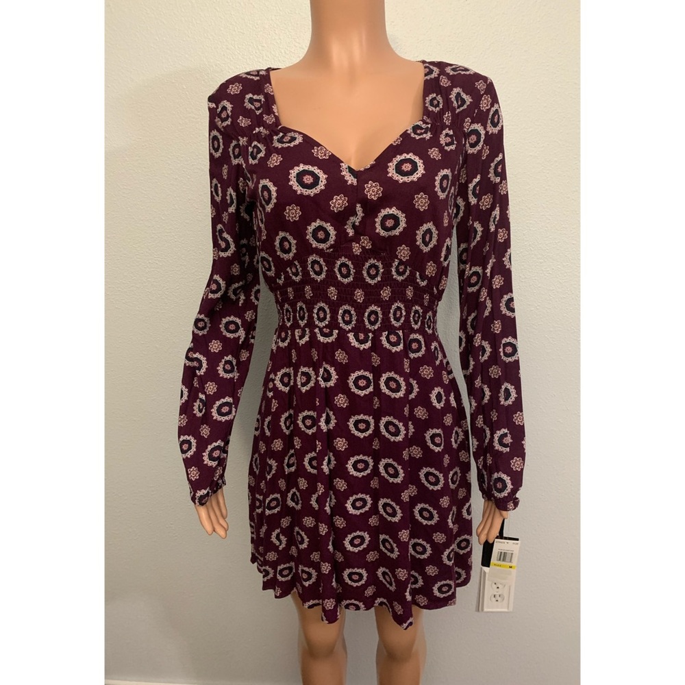 Takara Burgundy Floral Print Dress
